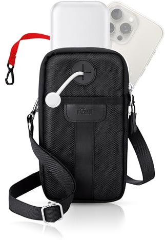 Portable Vision Pro Battery Case, Dual Pocket Holster Crossbody Bag Holder for Apple VR Vision Pro Battery & iPhone 15 14 13 Pro Max, Vision Pro Battery Carrying Case Belt Protective Cover
