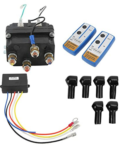 Cabrestante Eléctrico Profesional con relé, Superficie Negra Recubierta de Polvo, 12V, 250A, 2000lb-5000lb, ATV, UTV