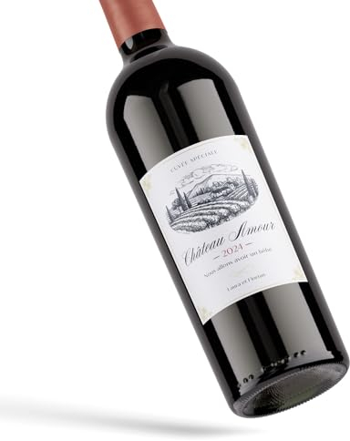 4 Étiquettes personnalisées autocollantes pour bouteille de vin ou champagne - Pour vos évènements et annonces : mariage, fiancailles, baptême, anniversaire, grossesse, format 8x10 cm