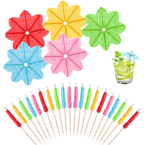 50 Stück Cocktail Schirmchen Papierschirmchen Eisschirmchen Bunte Cocktailschirmchen Cocktail Zubehör Cocktail Deko Geeignet für Partys Sommerfest Tropische Getränke Fruchtdeckel Bar Deko(5 Farben)