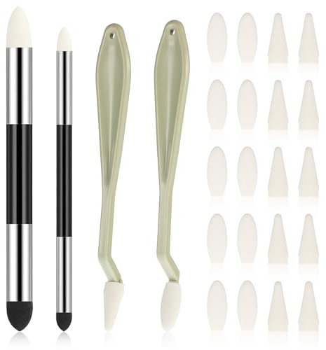 24Pcs Artist Blending Sponge Pen, Double Headed Drawing Art Blender Pencil Sketch Scrapers Blending Stump Tools with Sponge Head Washable Sketch Rubbing Sponge for Blending Lightening and Highlight
