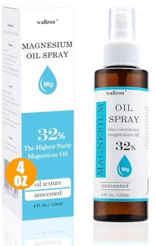 Pure Magnesium Oil Spray, High Potent 32% Concentration, Better Sleep, Muscle Ache and Stress Relief, Body Odor Reduction, Topical Pure Magnesium Oil Spray for Feet