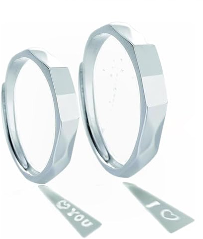 Geheimer Projektionsring „I LOVE YOU“, S925, verstellbarer, lichtgeformter Projektionspaarring, passende Ringe for Paare, verstellbares Verlobungsring-Set, romantische Geschenke for Männer und Frauen