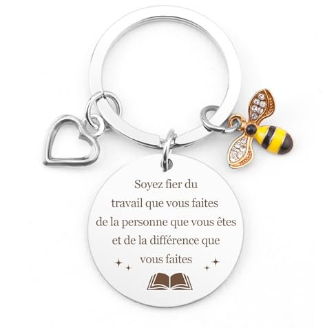 coTaSiEY Cadeau Maitresse D'école, Merci Atsem Maitresse Porte Clef Maitre Maître Maîtresse Professeur Prof Institutrice D'école fin D'année Noel Cadeau