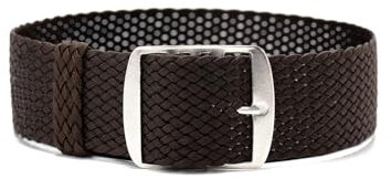 ClassicWatchStraps Perlon Uhrenarmband | Dunkelbraun - 8 mm - Schließe: Silber Gebürstet | Nylon | Ersatz-Armband