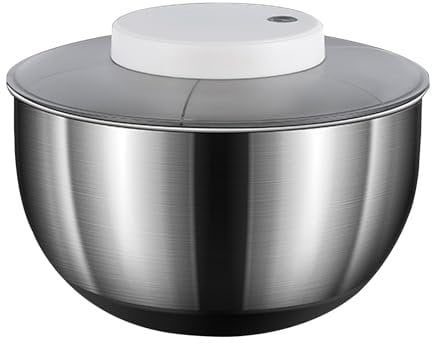 Ysislybin Essoreuse à Salade électrique, Grande Essoreuse à Salade Automatique De 4,8 L, Essoreuse à Laitue Automatique, Laveuse De Laitue Rotative en Acier Inoxydable, pour Salade Fruits Légumes