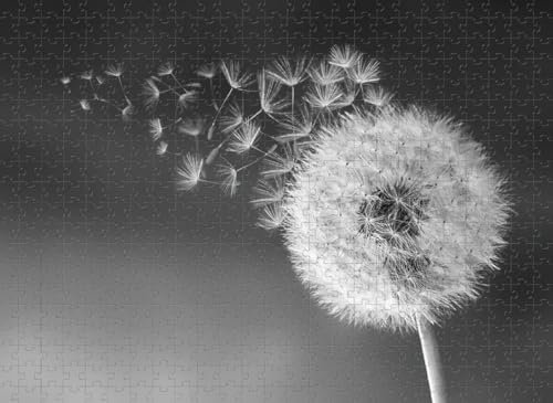 Black And White Dandelion-Adult 2000 Piece Jigsaw Puzzle Intelligence Wooden Jigsaw Teenager Family Stress Relief Game