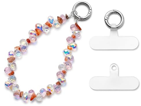 MORSUNBELA Chaîne de téléphone portable universelle pour téléphone portable, bracelet court, pendentif pour téléphone portable, bijoux pour téléphone portable, chaîne de perles, Cristal