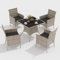 Trumbeak Lot de 5 Meubles de Jardin en polyrotin - 4 chaises - Table avec Plateau en Verre - Résistant aux intempéries - Mobilier de Jardin - Noir