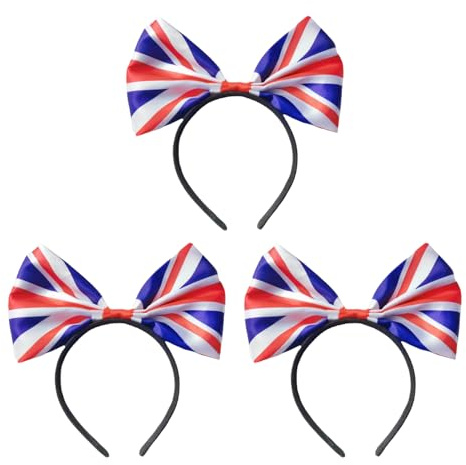 3 Pieces Of British Flag Headband, Bow Headband, Sports Meet Support Accessories, Celebration Decorative Headband, Party Clothing Accessories.