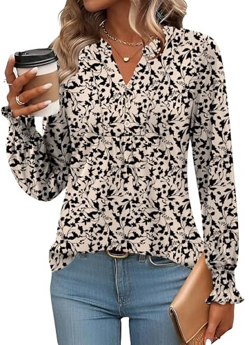 Ivicoer Womens Shirts Long Sleeve Blouses for Women V Neck Tops Tops for Women Trendy Blouses Business Casual Spring Fashion 2026 M