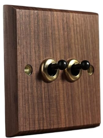 PULaif Kipp-Lichtschalter, LuxuryManual Wandleuchte Handgefertigter Hebel-Lichtschalter aus Messing 86 Typ EIN offener Kippschalter mit Doppelsteuerung(2 Gang)