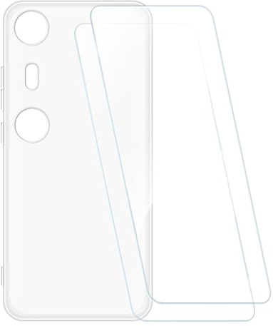 ESACMOT Gehärtetes Glas und Hülle für Xreal Beam Pro 5G - Durchsichtig | 6.5 Bedruckte weiche Hülle und 2er-Pack Displayschutzfolie, kratzfester ultraklarer Schutzschirm