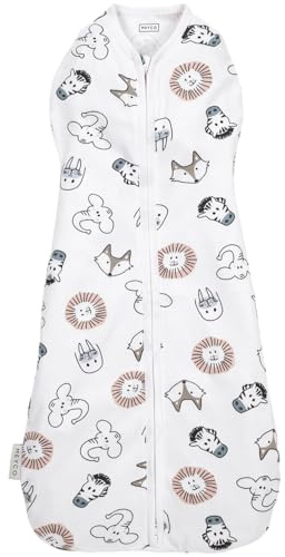 MEYCO Puckschlafsack 0,3TOG One Size Cocoon Animal Muticolor | 100 % Baumwolle - Oeko Tex zertifiziert - langer Reißverschluss - hautfreundlich & atmungsaktiv