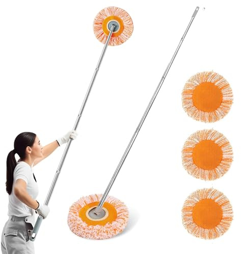74inch Adjustable Cleaning Mop with 3 Reusable Heads | 360° Rotatable Wall Mop, Extended Handle Wall Cleaning Mop for Floor Door Window Ceiling Cleaning