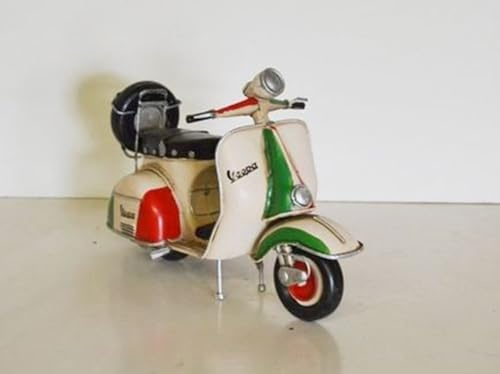 JS Garten Deko Blechmodell Roller Nostalgie Oldtimer Marke Vespa Motorroller mit Motiv der Italien-Flagge L 22 cm