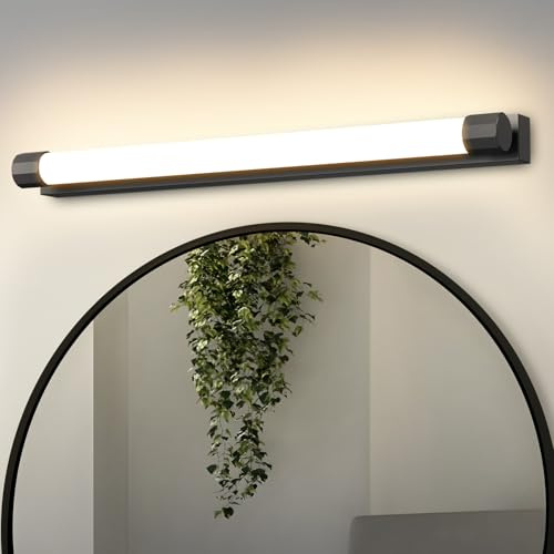 Homefire LED Spiegelleuchte Bad 50CM Warmweiß 3000K Wasserdicht IP44 | 10W Spiegellampe Badezimmer Schwarz Badlampe Wand Modern Wandlampe Küche Wandleuchte für Flur Wohnzimmer Badezimmerspiegel