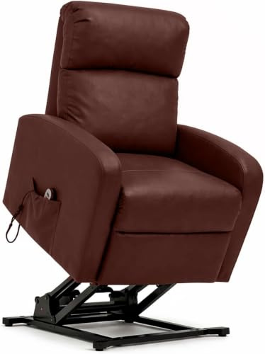 Arreditaly Poltrona Relax Elettrica In Ecopelle Con Alzapersona Reclinabile 135° Schienale Ergonomico E Telecomando Poltrona TV Comfort per Anziani Soggiorno 65 x 85 x 105 cm Marrone