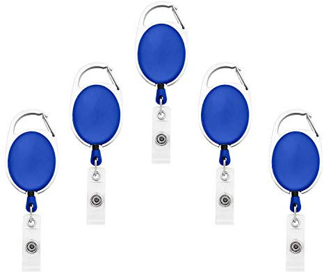 Fushing 5 Ausweisjojo,Einziehbarer Ausweishalter mit Vinyl Strap,Strapazierfähiger Karabiner-Ausweishalter für ID Badge Holder & Kartenhalter（Blau）