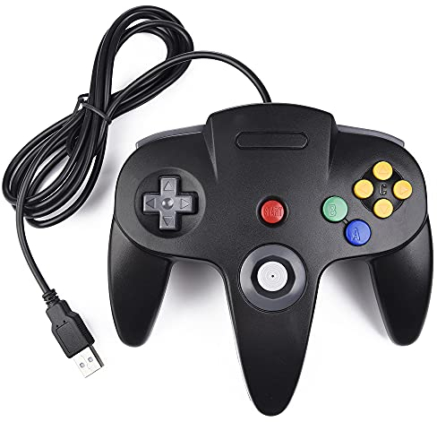 miadore USB controller per N64 Classic USB Gamepad, Game controller per Raspberry Pi/Windows/Mac/Linux, nero