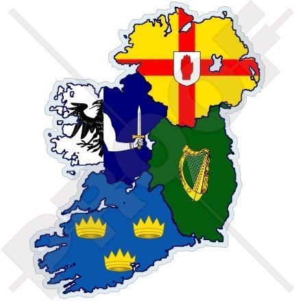 IRLAND Irish 4 Provinces Karten-Flagge EIRE 128mm Auto & Motorrad Aufkleber, Vinyl Stickers