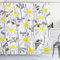 ABAKUHAUS Blumen Duschvorhang, Daisy Blatt Spring Time, Stoffliches Gewebe Badezimmerdekorationsset mit Haken, 175 x 180 cm, Gelb Weiss