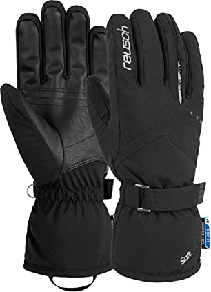 Reusch Hannah R-TEX® XT wasserdichte, Winddichte, atmungsaktive und warme Softshell-Handschuhe Winterhandschuhe Fingerhandschuhe Schneehandschuhe Skihandschuhe für Damen, Black/Silver, 8,5