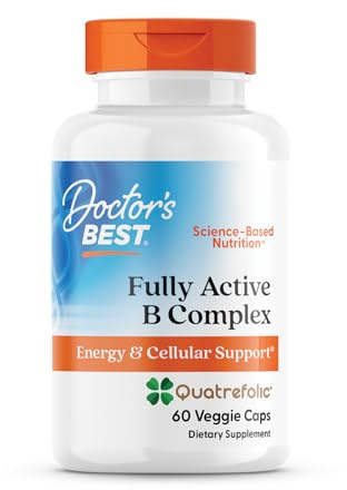 Doctor's Best Fully Active Vitamin B Complex Supplement for Men & Women - Super Complex with Methylated B12 & Folate, B6, Biotin, Pantothenic Acid, & More, Energy Support Caps - 60 Veggie Capsules