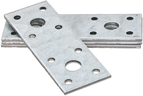 KOTARBAU® 50 Placas perforadas, 116 x 40 mm, Conector plano en acero inoxidable, Soporte de fijación, Pletina de acero para unir piezas o reparar muebles, Placa de montaje, 50 UNIDADES