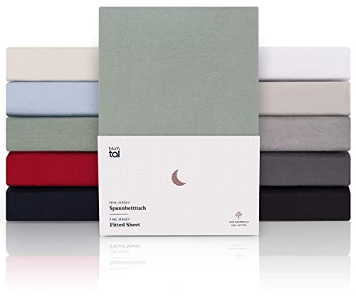 Blumtal® Premium Spannbettlaken 180x200cm Boxspringbett Jersey im 2er Set - OEKO-TEX zertifiziertes Spannbettlaken 100% Baumwolle - Grün