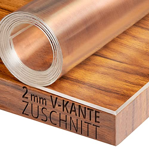 Transparente Folie 2mm abgeschrägte V Kante, glasklar und Hochglanz Schutzfolie Tischschutz Tischdecke Größe wählbar Eckig 100 x 200 cm Schutztischdecke