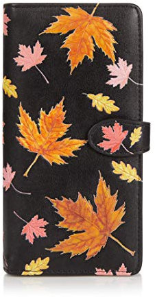 SHAGWEAR ® Portemonnaie Geldbörse Damen Geldbeutel Mädchen Bifold Mehrfarbig Portmonee Designs: (Blatt/Leaf)