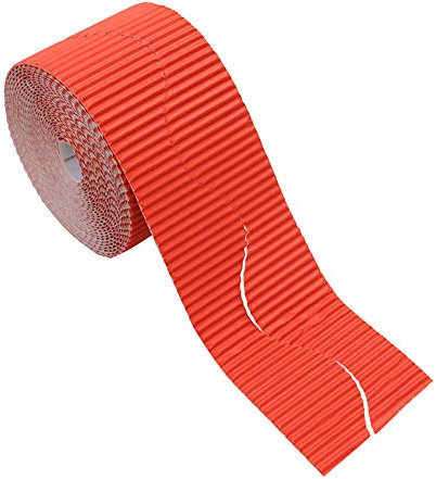Bright Ideas Corrugated Border Roll for School Displays, Orange, 57mm x 7.5m (15m When Split), BI8202
