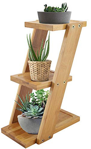 Cocoarm Succulent Planter Flowerpot Decor Ornament Flower Stand 3 Tiers Bamboo Desktop Potted Plant Stand Classic Flower Holder Storage Rack Shelf for Home Garden Office Patio Hallway