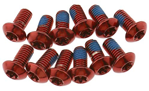 The Lord of the Tools Rotore freno a disco vite bullone ruota bici rotore M5 x 10mm per bicicletta ciclismo MTB colore rosso set di 12 pezzi