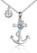 YAFEINI Anker Halskette für Damen Sterling Silber Anker Anhänger Poliert Nautisches Ankerseil Feiner Blauer Ozean Kristall Schmuck für Teens Mädchen