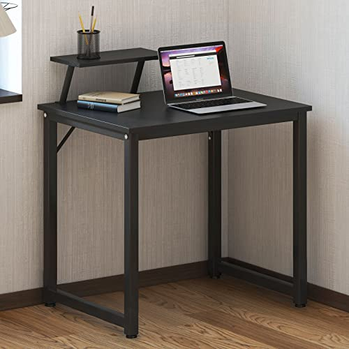 SogesHome Computertisch 80 cm Schreibtisch Arbeitstisch mit Speicherplatine Bürotisch für PC und Laptop aus Holz und Metall