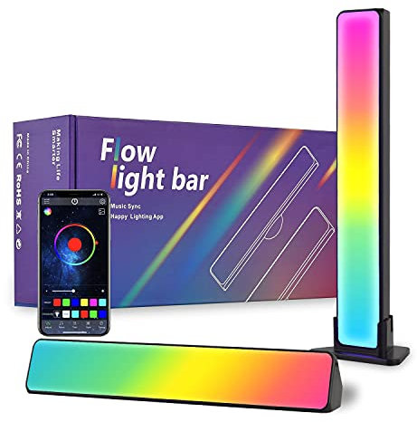 VARWANEO Lot de 2 smart lampe LED, smart lampe bureau avec 19 effets d'éclairage et 8 modes de musique, gaming deco lampe, LED play light bar pour 27-45 PC, TV, décoration de chambre