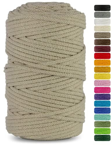 Netuno 1x Kordel 3mm Hellbeige 100m für Schmuck & Untersetzer | Flechtkordel mit Naturkern · hochwertig & reißfest – für Teppiche, Körbe, Puffs & Handtaschen