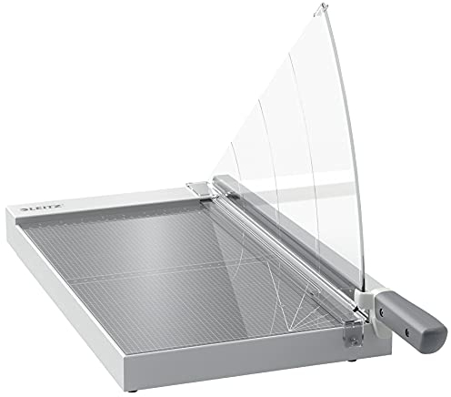 Leitz Precision Office Hebelschneider A3, bis zu 15 Blatt, Papierschneidemaschine mit 457 mm Schnittlänge, Präzisionsstahlklinge, Premium-Glasunterlage, Kantenbeleuchtung & Klingenschutz, 90220000