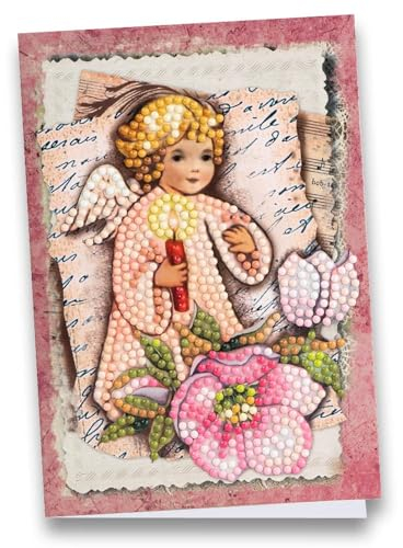 Ideen mit Herz Diamond-Painting-Grußkarte | Din B6 (11,5 x 16,5 cm) | 370 g/m² | inkl. Umschlag & Werkzeug (Engel mit Christrose)