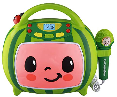 eKids CO-550 Karaoke Machine Songs Kids Singalong Boombox with Microphone for Toddlers, Built-in Music and Flashing Lights, for Fans of Cocomelon Toys and Gifts