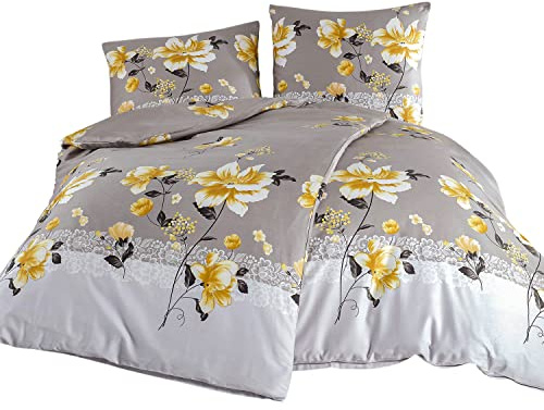 RIEMTEX Mako Satin Bettwäsche Set 200x200 cm Bettbezug + 2X Kissenbezug 80x80 cm