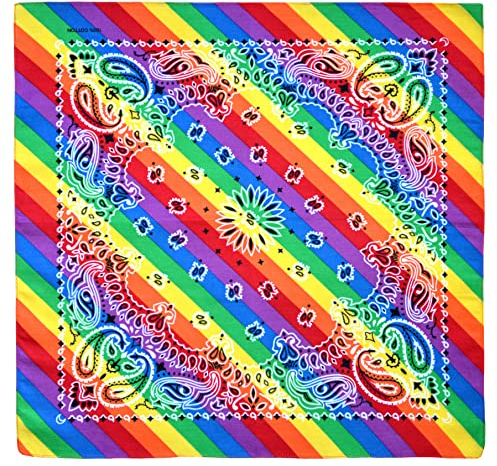 thb Richter Multifunktionstuch Bandana-Tuch Nickitücher Halstuch Kopftuch Zimmermanns- und Richtfesttücher 100% Baumwolle/Cotton Biker Rad Outdoor Schweißtuch Stirnbänder (Regenbogenfarben - 8#)