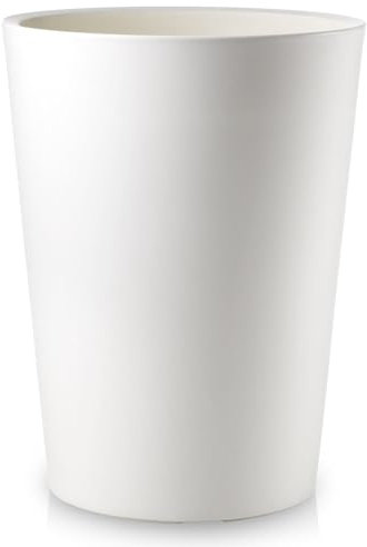 Decorspace Pot rond haut « Zamora Essential » en plastique coloré pour plantes et fleurs intérieur extérieur (50 cm, blanc)