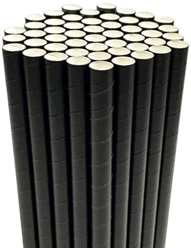 Papierstrohhalme Bubble Tea Strohhalme 12mm Breit Strohhalm Boba Smoothies Milchshake Jumbo Papier Trinkhalme Einweg für Hochzeiten Geburtstag Partys und Feier, 50 Stück - Schwarz