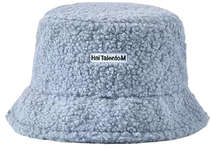 DNLKWGO Kunstfell Fischerhut Lammwolle Fischermütze Winter Plüsch Fischerhut für Damen Herren, blau, 7 1/8