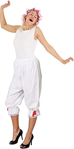 narrenkiste O40008-34-36 weiß Damen Schlafhose Rüschenhose Pluderhose Gr.34-36