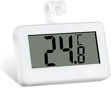OFFCUP Kühlschrankthermometer Digitale Thermometer Kühlschrank Gefrierschrank mit LCD-Anzeige, Drei Platzierungs-Modi(Anschließen, Stehend und Magnetischer Stock) für Lnnen/Außen