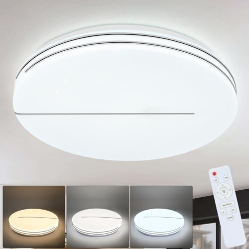 Homefire Deckenlampe LED Deckenleuchte Wohnzimmer - Ø40cm Wohnzimmerlampe Dimmbar mit Fernbedienung 44W Schlafzimmerlampe Sternenhimmel Modern Schlafzimmer Deckenbeleuchtung Rund für Küche Flur
